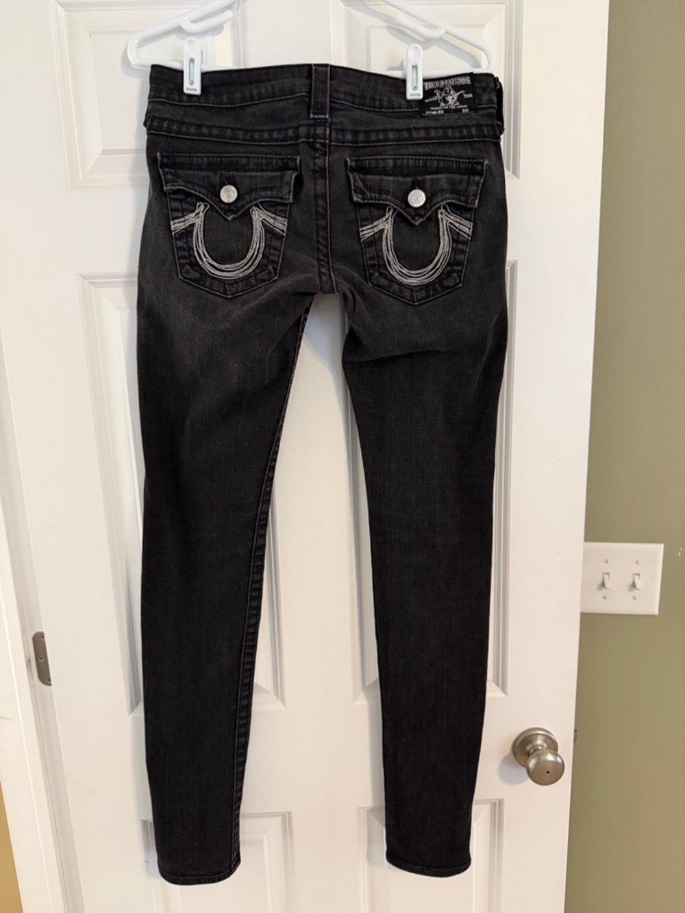 True Religion Black Faded Women's Skinny Jeans with Signature Pocket Detail